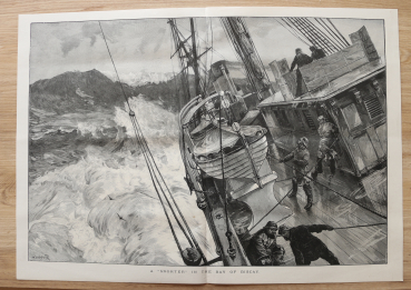 Holzstich Biscay 1885 Etwas Großes in der Bucht